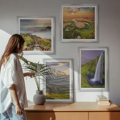 Wanddeko-Set mit Motiven von Bergen, Flüssen und Wasserfällen