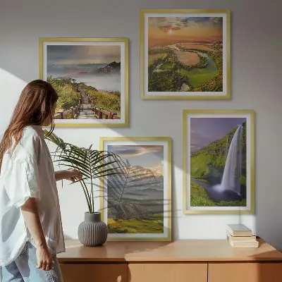 Wanddeko-Set mit Motiven von Bergen, Flüssen und Wasserfällen