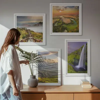 Wanddeko-Set mit Motiven von Bergen, Flüssen und Wasserfällen