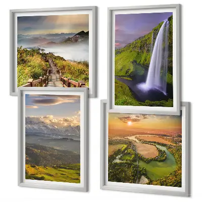 Wanddeko-Set mit Motiven von Bergen, Flüssen und Wasserfällen