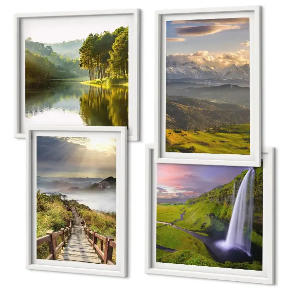 Wanddeko-Set mit Berglandschaften und Wasserfall
