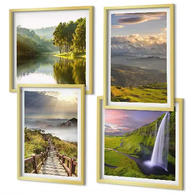 Wanddeko-Set mit Berglandschaften und Wasserfall