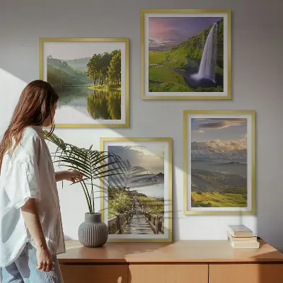Wanddeko-Set mit Berglandschaften und Wasserfall