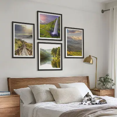 Wanddeko-Set mit Berglandschaften und Wasserfall