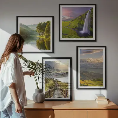 Wanddeko-Set mit Berglandschaften und Wasserfall