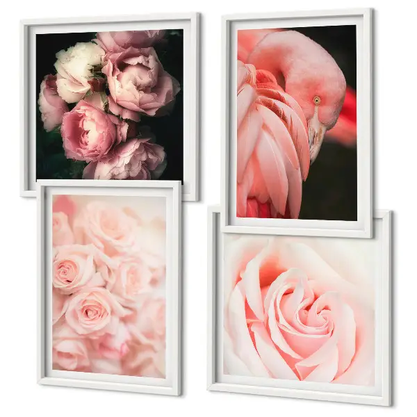 Wanddeko-Set mit pastellrosafarbenen Flamingos