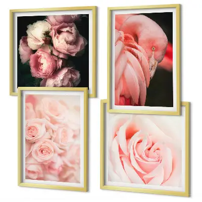 Wanddeko-Set mit pastellrosafarbenen Flamingos