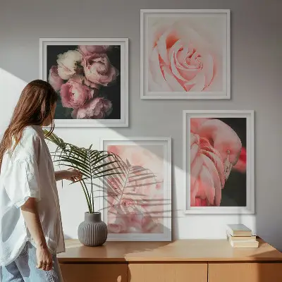 Wanddeko-Set mit pastellrosafarbenen Flamingos