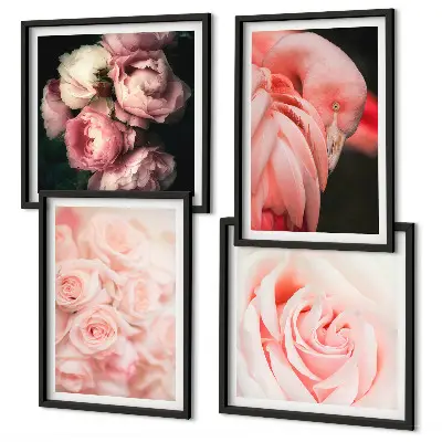 Wanddeko-Set mit pastellrosafarbenen Flamingos