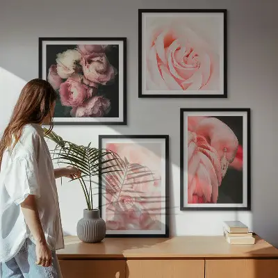 Wanddeko-Set mit pastellrosafarbenen Flamingos