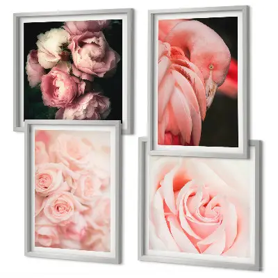Wanddeko-Set mit pastellrosafarbenen Flamingos