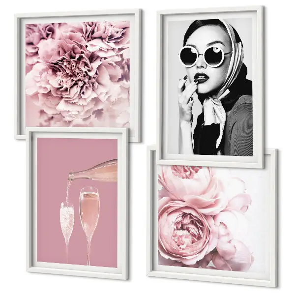 Wanddeko-Set mit Blumenmotiven wie Pfingstrosen und Rosen für ein elegantes Ambiente