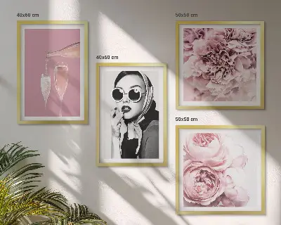 Wanddeko-Set mit Blumenmotiven wie Pfingstrosen und Rosen für ein elegantes Ambiente