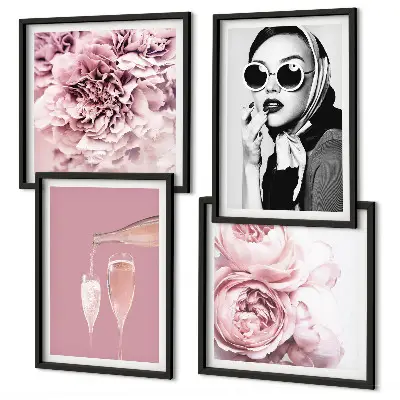 Wanddeko-Set mit Blumenmotiven wie Pfingstrosen und Rosen für ein elegantes Ambiente
