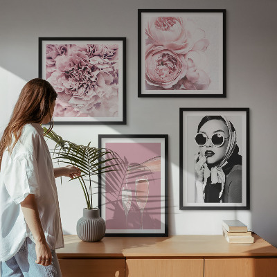 Wanddeko-set Blumen, Pfingstrosen, Rosen, Eleganz