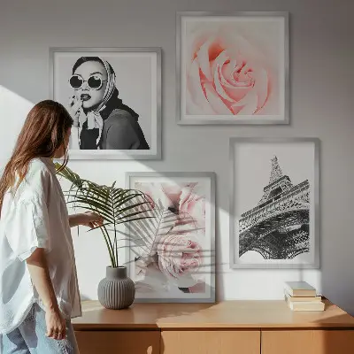 Eiffels Porträt einer Frau mit Rosen als gerahmtes Polyptychon