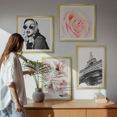 Polyptychon mit rahmen Eiffels Porträt einer Frau mit Rosen