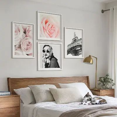 Eiffels Porträt einer Frau mit Rosen als gerahmtes Polyptychon