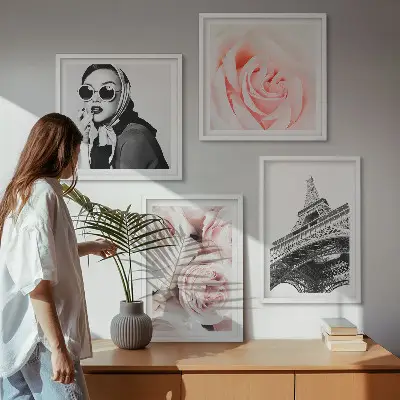 Eiffels Porträt einer Frau mit Rosen als gerahmtes Polyptychon