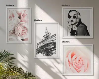 Eiffels Porträt einer Frau mit Rosen als gerahmtes Polyptychon