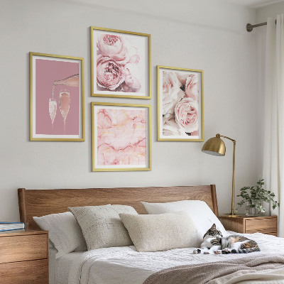 Wanddeko-set Rosen, Champagner, Marmor, Pastell