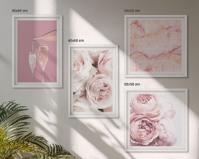 Wanddeko-set Rosen, Champagner, Marmor, Pastell