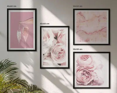 Wanddeko-Set mit Rosen in Champagner, Marmor und Pastell