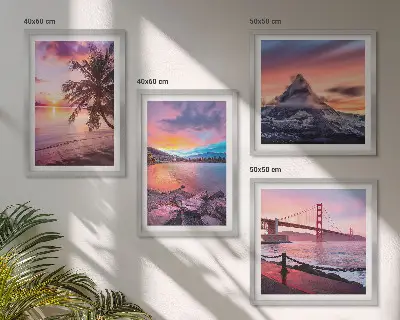Landschaftsbild Sonnenuntergangsbrücke als gerahmtes Polyptychon