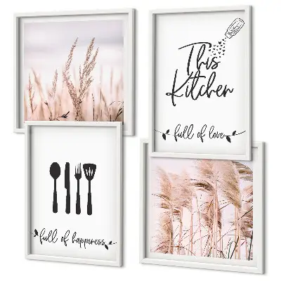 Boho Küchengras Schriftzug als gerahmtes Polyptychon