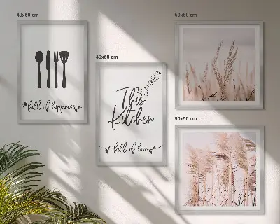 Boho Küchengras Schriftzug als gerahmtes Polyptychon