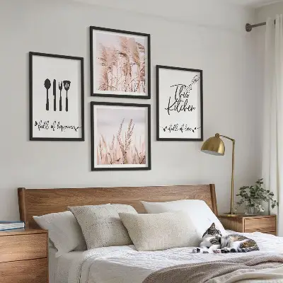 Boho Küchengras Schriftzug als gerahmtes Polyptychon