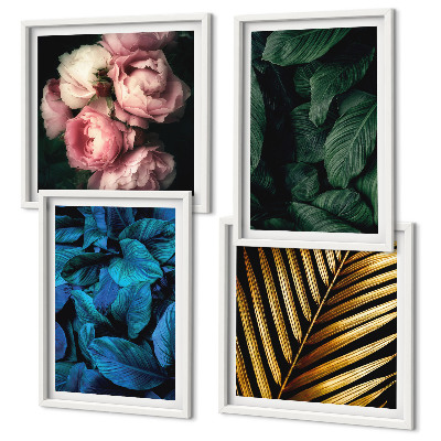 Wanddeko-set Blätter und Blüten in verschiedenen Farben