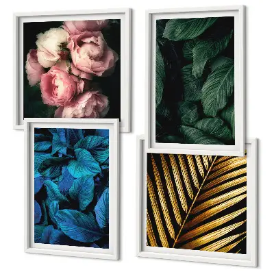 Wanddeko-Set mit Blättern und Blüten in verschiedenen Farben