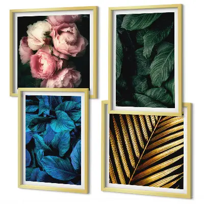 Wanddeko-Set mit Blättern und Blüten in verschiedenen Farben