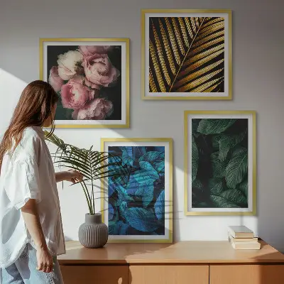 Wanddeko-Set mit Blättern und Blüten in verschiedenen Farben