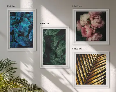 Wanddeko-Set mit Blättern und Blüten in verschiedenen Farben