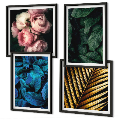 Wanddeko-set Blätter und Blüten in verschiedenen Farben