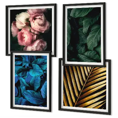 Wanddeko-Set mit Blättern und Blüten in verschiedenen Farben