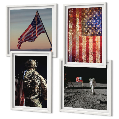 Polyptychon mit rahmen Amerikanische Symbole, USA-Flagge