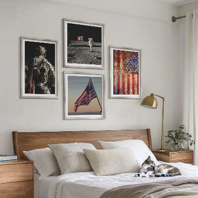 Polyptychon mit rahmen Amerikanische Symbole, USA-Flagge