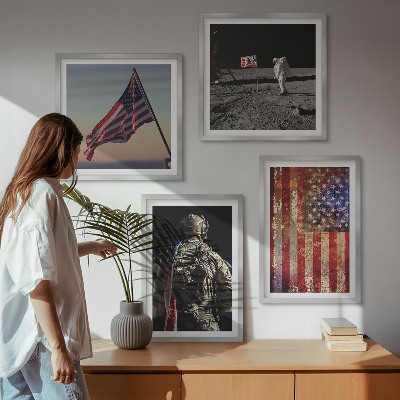 Polyptychon mit rahmen Amerikanische Symbole, USA-Flagge