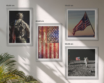 Polyptychon mit rahmen Amerikanische Symbole, USA-Flagge