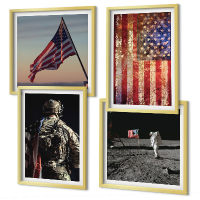 Polyptychon mit rahmen Amerikanische Symbole, USA-Flagge