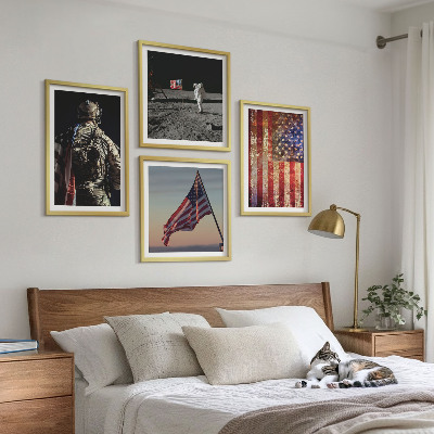Polyptychon mit rahmen Amerikanische Symbole, USA-Flagge