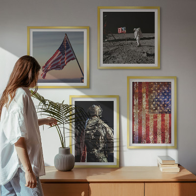 Polyptychon mit rahmen Amerikanische Symbole, USA-Flagge