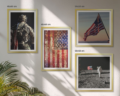Polyptychon mit rahmen Amerikanische Symbole, USA-Flagge