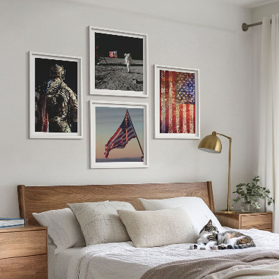 Polyptychon mit rahmen Amerikanische Symbole, USA-Flagge