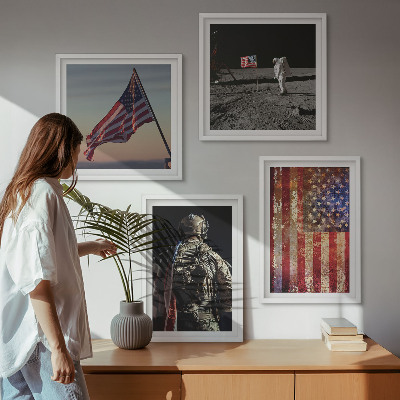 Polyptychon mit rahmen Amerikanische Symbole, USA-Flagge