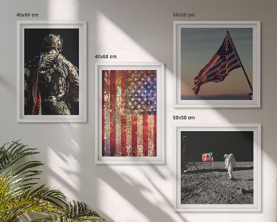 Polyptychon mit rahmen Amerikanische Symbole, USA-Flagge