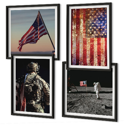 Polyptychon mit rahmen Amerikanische Symbole, USA-Flagge